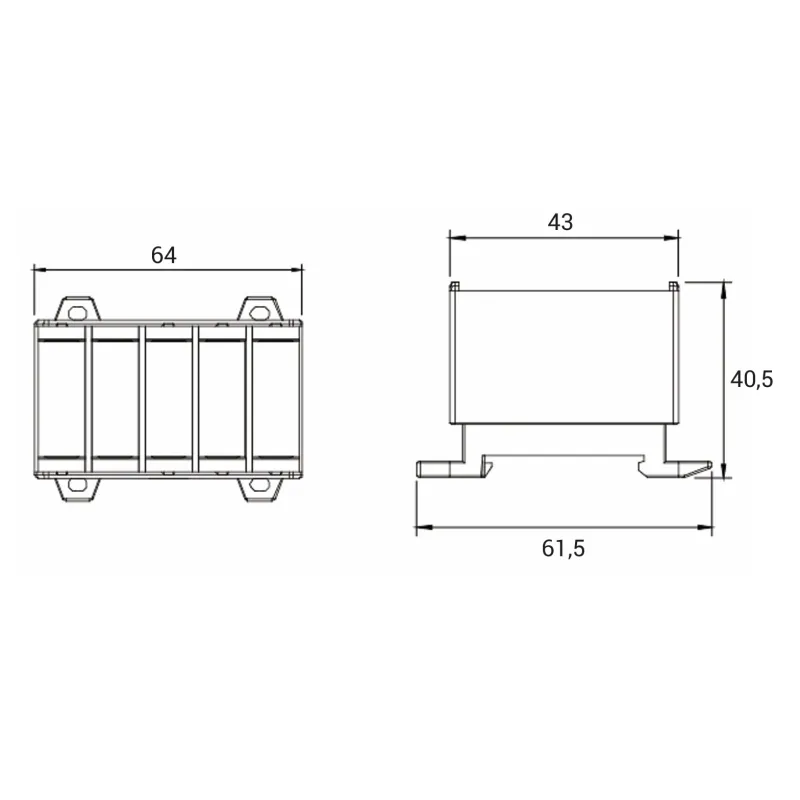 ELEMAN Svorka univerzálna UK 16/3x1A+N/PE 85A, 5x16mm2 5pól, AL/CU, krytá, 3 x sivá/modrá/zeleno-žltá, na DIN a Montážnu dosku