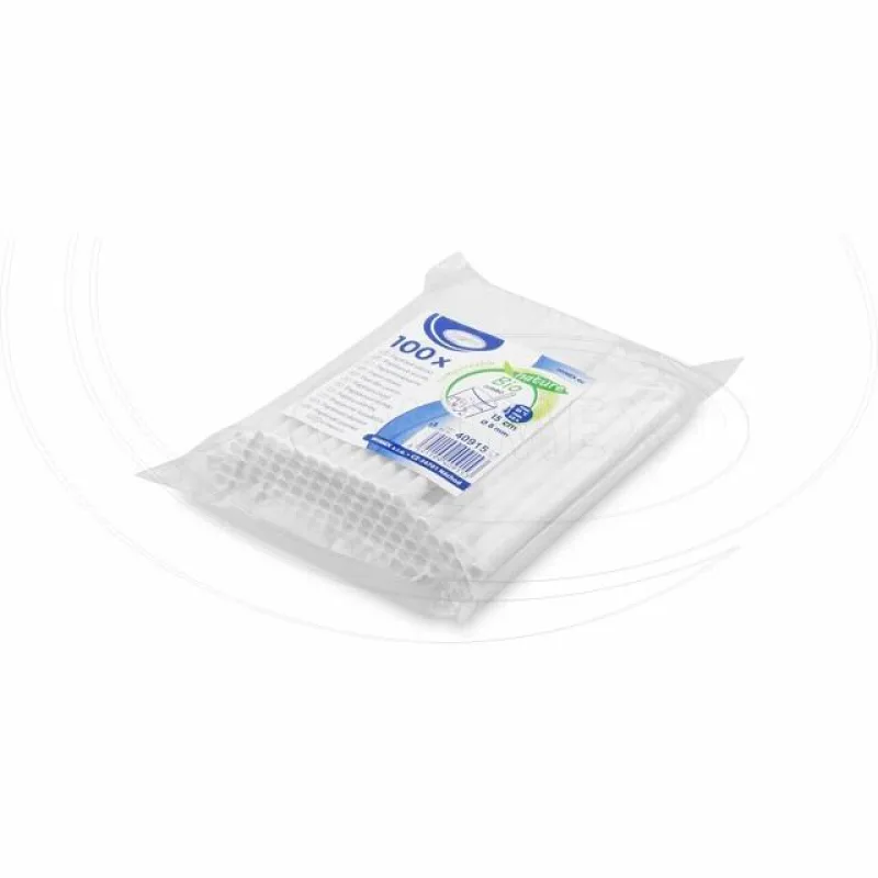Slámky papírové JUMBO bílé 15 cm, Ø 8 mm [100 ks] (40915)