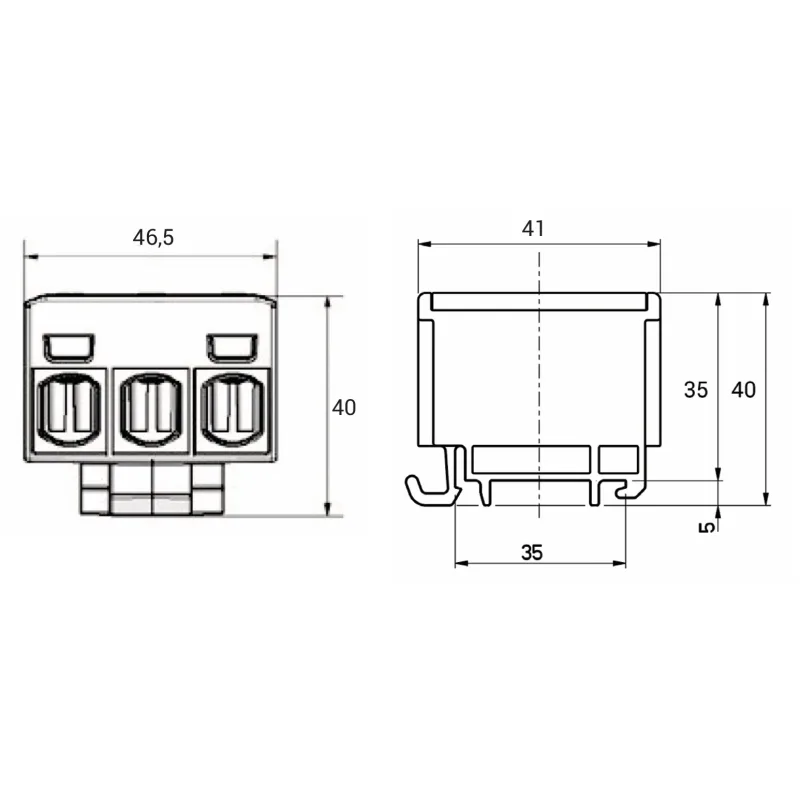 ELEMAN Svorka univerzálna trojitá UK 35/3x1 A, 135A, 3x35mm2 3pól, AL/CU, krytá, sivá, na DIN