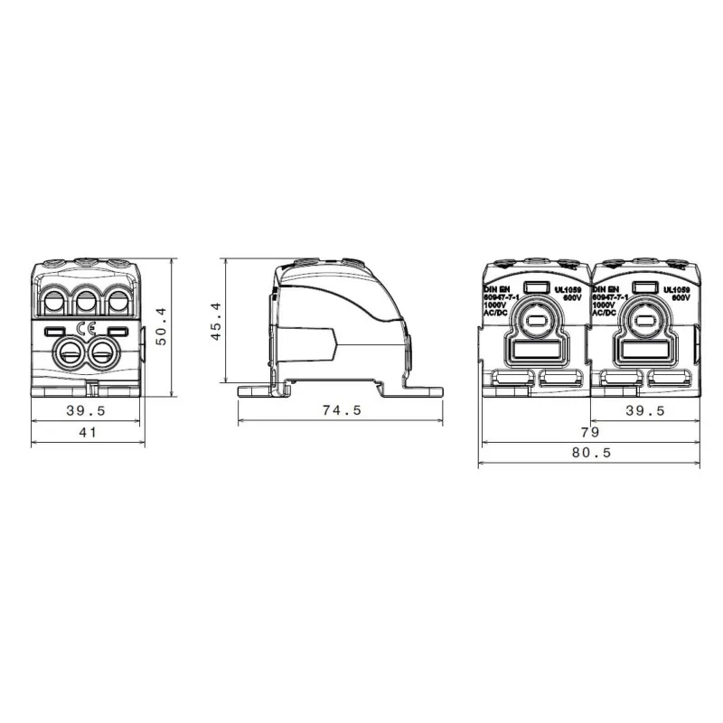 SIMBLOCK Rozbočovacia svorka 70mm2 SUB 220 sivá Al/Cu vstup 1x70mm2 výstup 2x25mm2 a 3x16mm2
