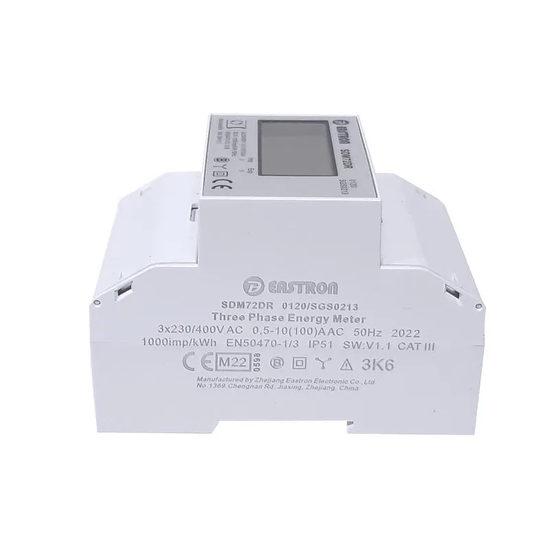 Elektromer 3F na DIN lištu trojfázový digitálny VCX EASTRON SDM72 DR MID Reset 100A
