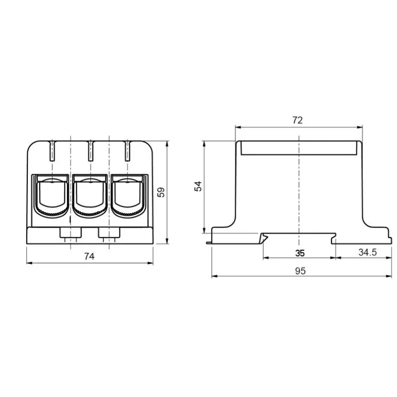 ELEMAN Svorka univerzálna trojitá UK 150/3 N, 320A, 3x150mm2 1pól., AL/CU, krytá, modrá, na DIN a Montážnu dosku