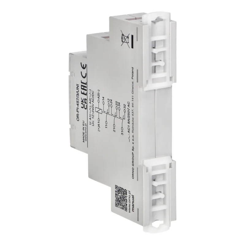 ORNO Univerzálne inštalačné relé 3P/3CO/3W 8A, 12-230 VUC 8 A / 250 V AC, 8 A / 24 V DC