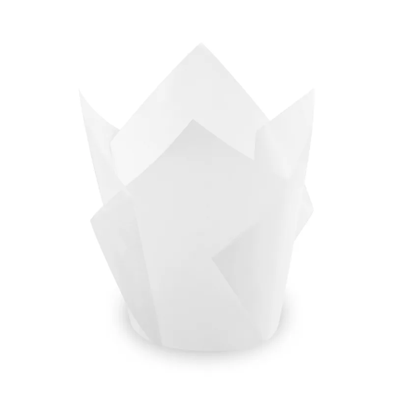 Cukrářské košíčky TULIP bílé Ø 5 x 8,5 cm (16 x 16 cm) [100 ks] (72616)