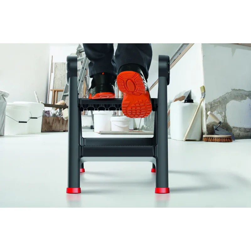 Kistenberg Obojstranné skladacie plastové schodíky TITAN LADDER čierne, modré prvky nosnosť 150kg KLD4565-2717C