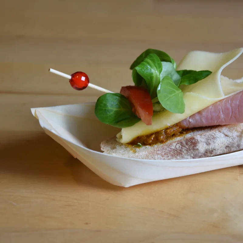 Fingerfood miska dřevěná, lodička 16.5 x 8.5 cm [100 ks] (66616)