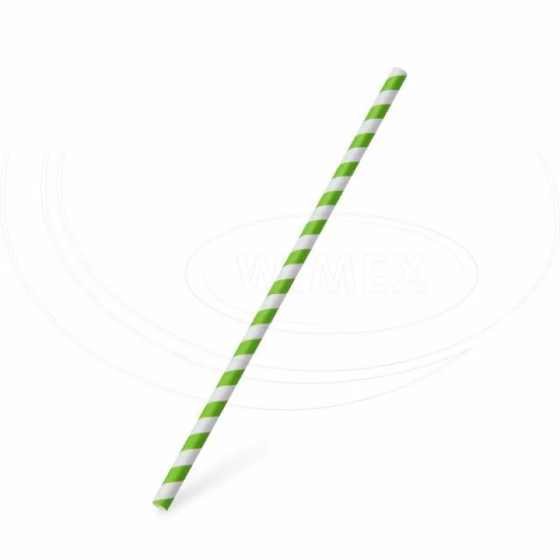 Slámky papírové JUMBO zelená spirála 25 cm, Ø 8 mm [100 ks] (40706)