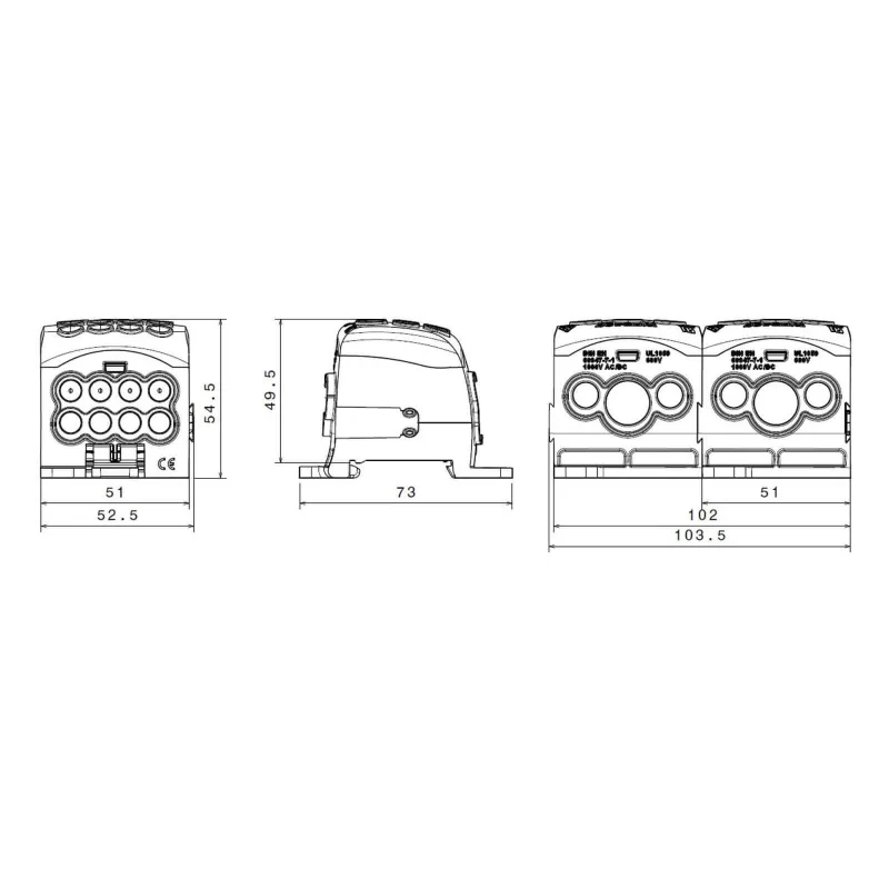SIMBLOCK Rozbočovacia svorka 95mm2 SUB 270 sivá Al/Cu vstup 1x95mm2 výstup 2x35mm2 a 8x25mm2