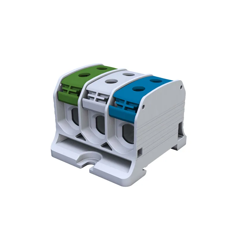 Univerzálna svorka SIMBLOCK STB 50-3X zelená/sivá/modrá Al/Cu 3x50mm2 trojpólová, 6 otvorov