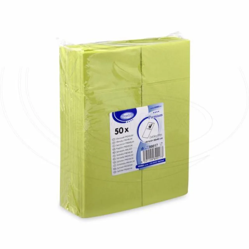 Ubrousky PREMIUM 32 x 40 cm "CutleryStar" (kapsy na příbor) žlutozelené [50 ks] (89017)