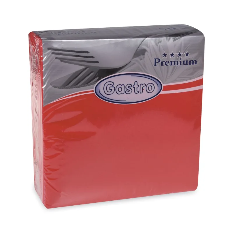 Ubrousky PREMIUM z netkané textilie červené 40 x 40 cm [50 ks] (89101)