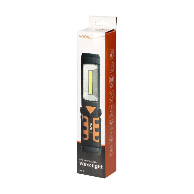 VIRONE Dobíjacie LED COB pracovné svetlo 3W+1W LED 1200mAh s powerbankou WL-4