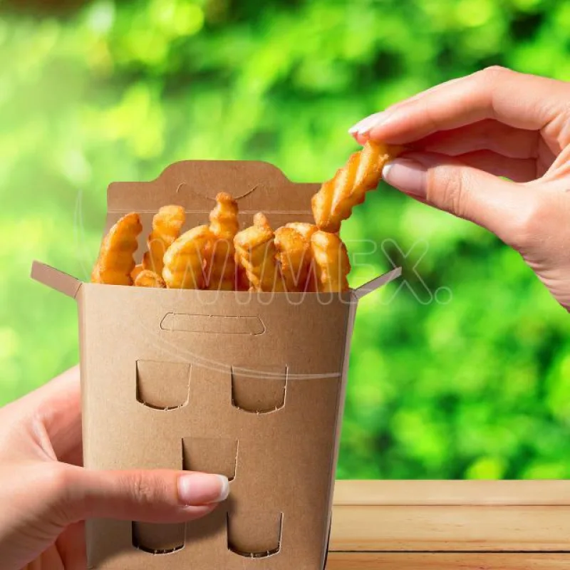 Box na hranolky (PAP - FSC Mix) nepromastitelný kraft `150 g` [50 ks] (48520)