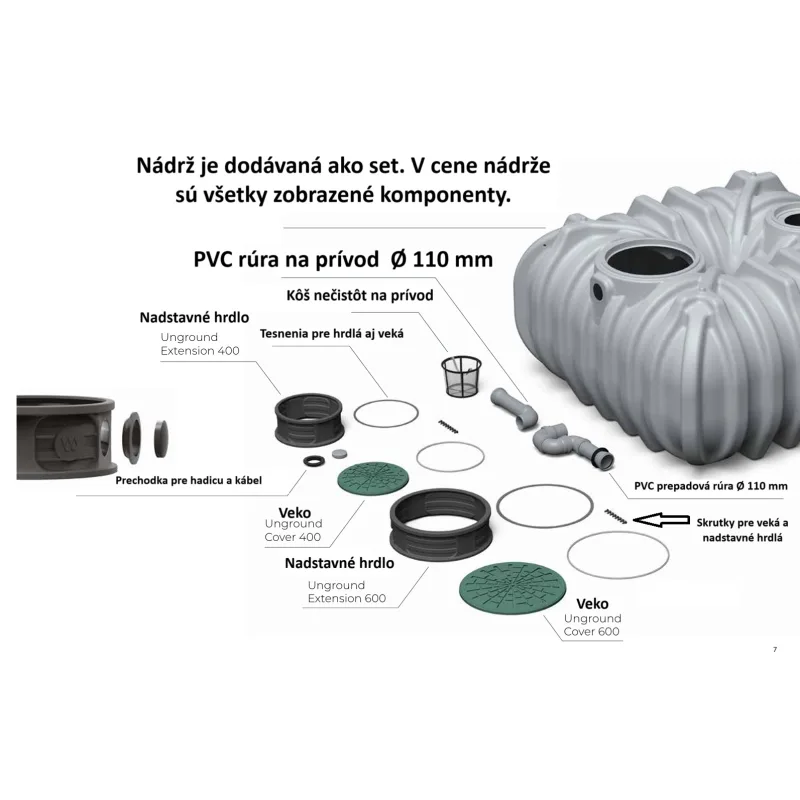 Prosperplast s.r.o. Podzemná plastová nádrž Unground Tank R-7000 (7000 litrov) monolit na dažďovú vodu čierna