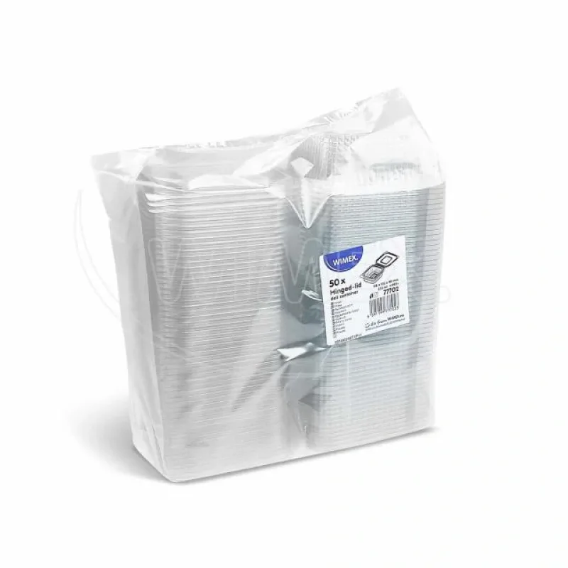 Miska hranatá průhledná s integrovaným víčkem 250 ml (rPET) [50 ks] (77702 - CH4A)