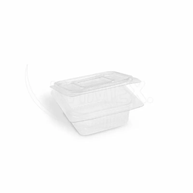 Miska hranatá průhledná s integrovaným víčkem 250 ml (rPET) [50 ks] (77702 - CH4A)