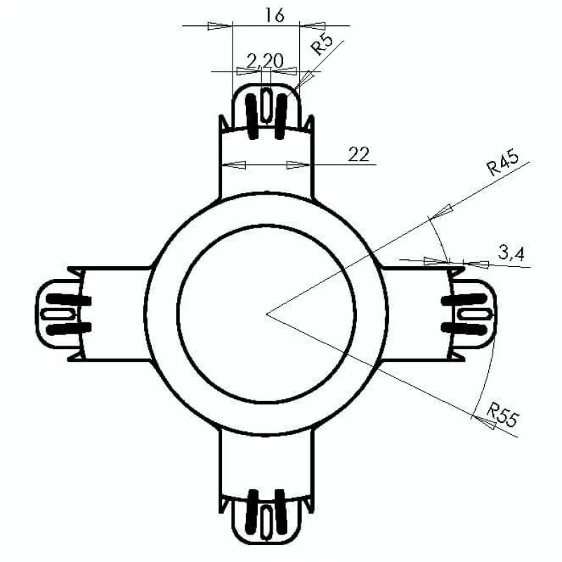 Simet s.a. Dištančný kryt bodového svietidla D60 modrý 60 až 85mm do podľadu pre led a halogén