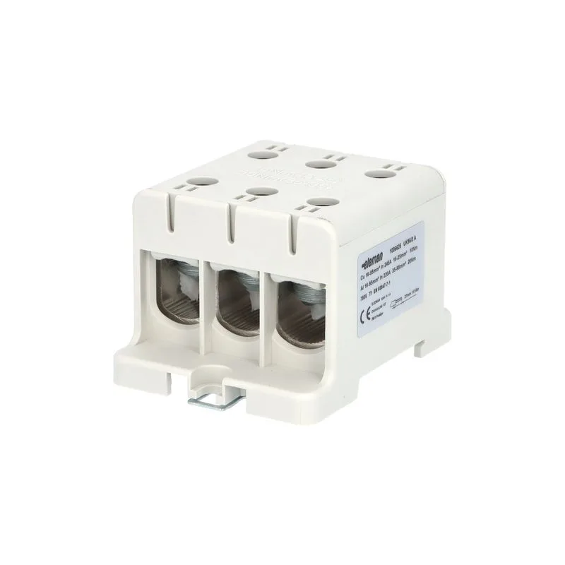 ELEMAN Svorka univerzálna trojitá UK 95/3 A, 245A, 3x95mm2 1pól., AL/CU, krytá, sivá, na DIN a Montážnu dosku