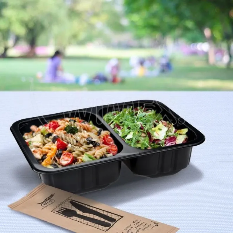 Menu mísa (PP) 2dílná černá 227 x 178 x 50 mm 1300ml (700 + 600 ml )[320 ks] (78512)
