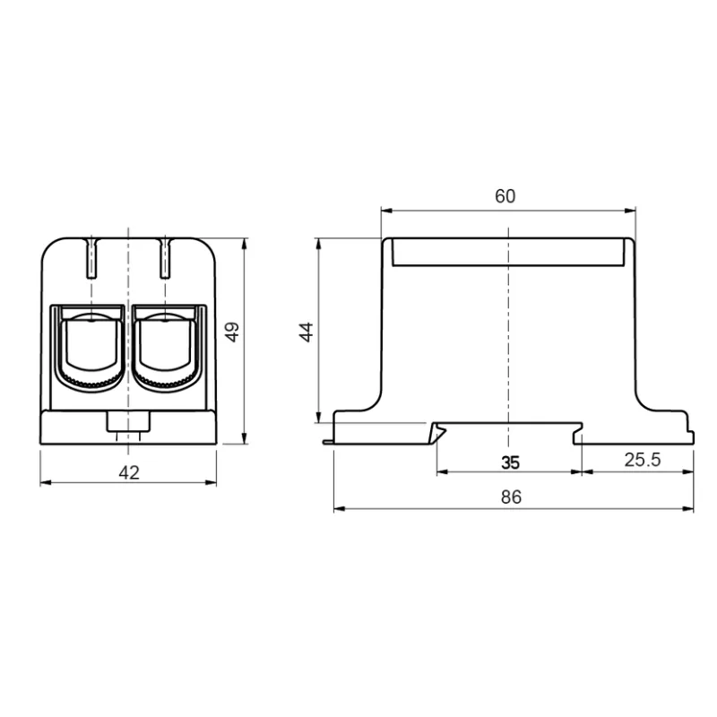 ELEMAN Svorka univerzálna dvojitá UK 95/2 A, 245A, 2x95mm2 1pól., AL/CU, krytá, sivá, na DIN a Montážnu dosku