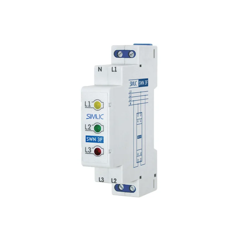 SIMLIC Modulárny sledovač napätia SWN 3F na DIN lištu 3x230V 1-modul IP20 pripojenie 3x2,5mm2
