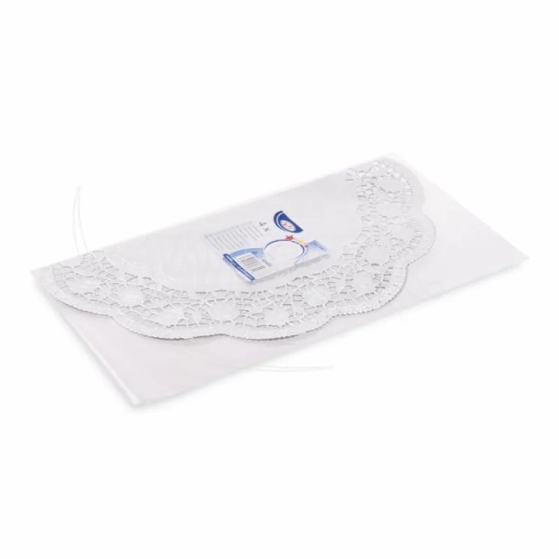 Dekorativní krajky kulaté stříbrné Ø 36 cm [4 ks] (65486)
