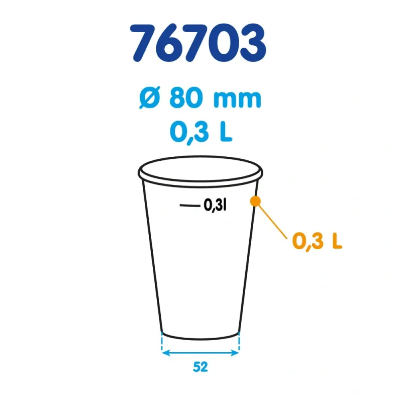Papírový kelímek s cejchem bílý 300 ml, (Ø 80 mm) [50 ks] (76703)