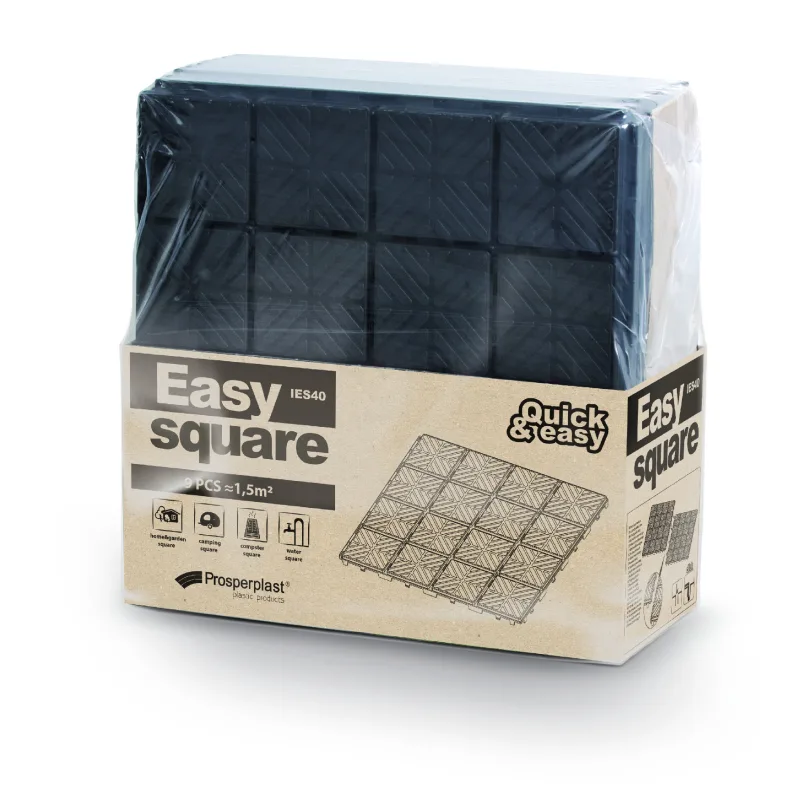 Prosperplast s.r.o. Plastové dlaždice záhradné EASY SQUARE čierna 40x40cm-balenie (9ks) 1,5m2