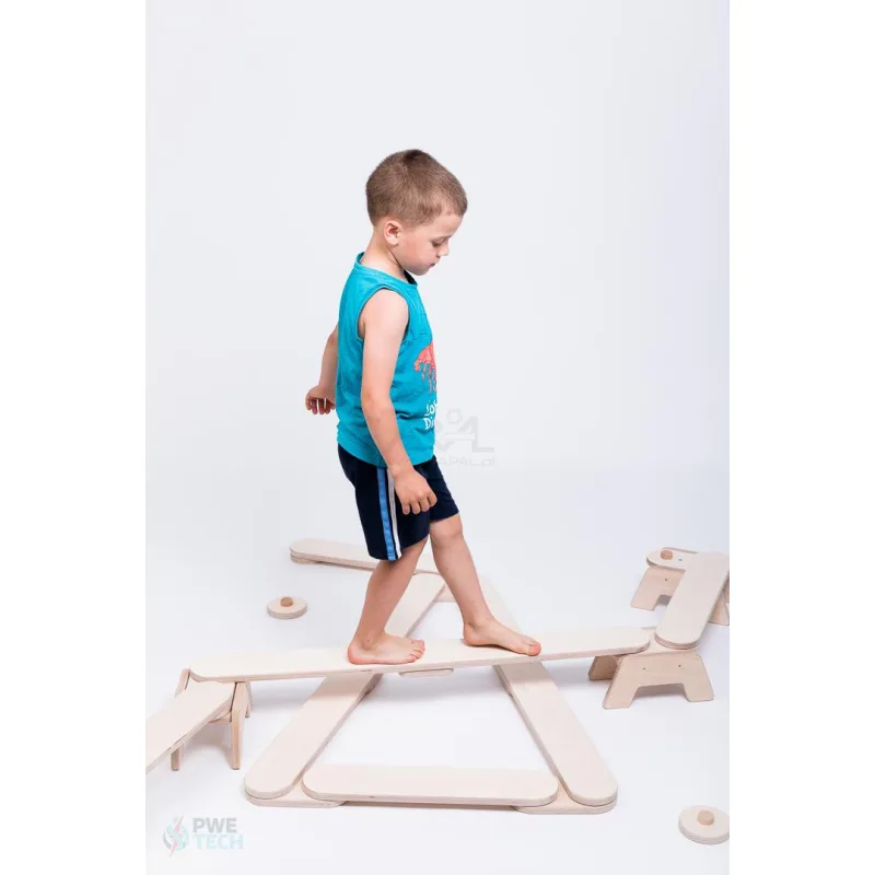 DAPAL Montessori balančná dráha Set balančných dosiek prírodných 1120 × 240 × 170 mm