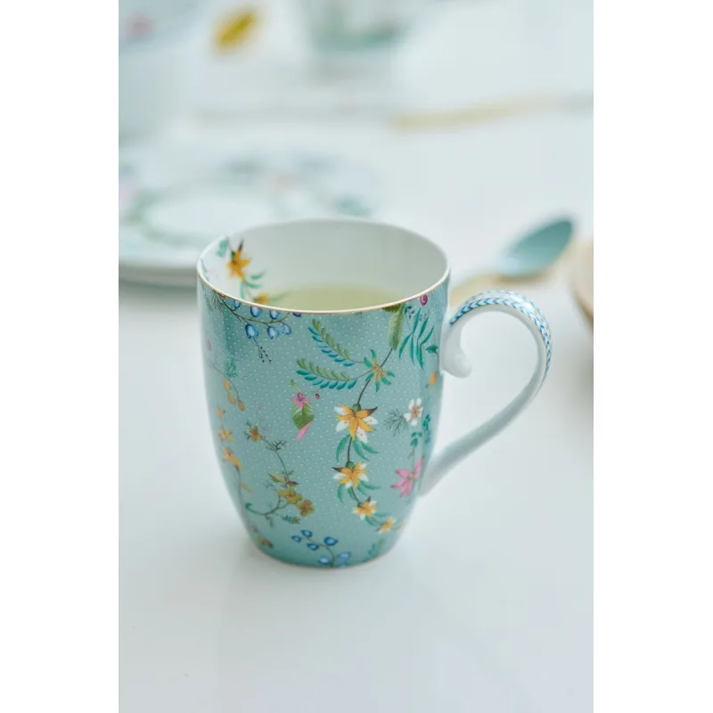 Pip Studio Jolie flowers blue sada 2 hrnečků 350ml, dárkové balení, modré