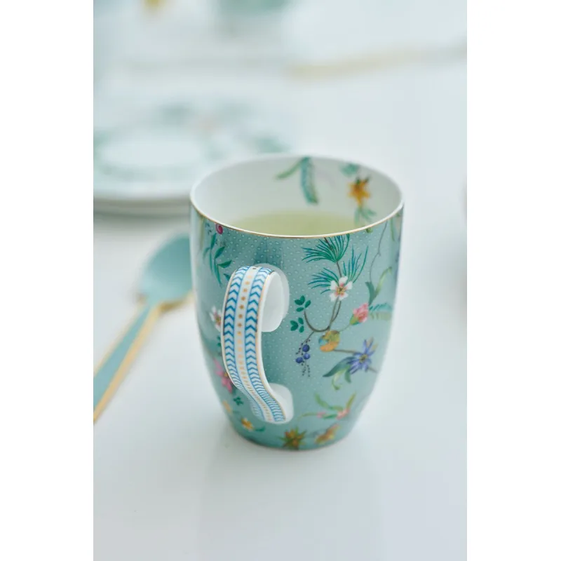 Pip Studio Jolie flowers blue sada 2 hrnečků 350ml, dárkové balení, modré