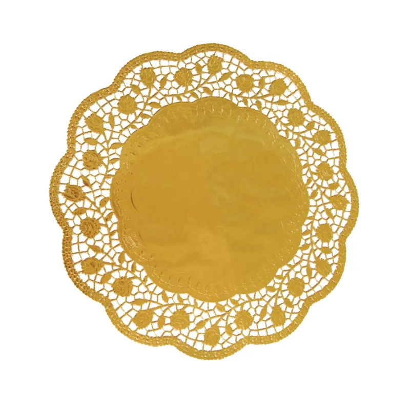 Dekorativní krajky kulaté zlaté Ø 32 cm [4 ks] (65463)