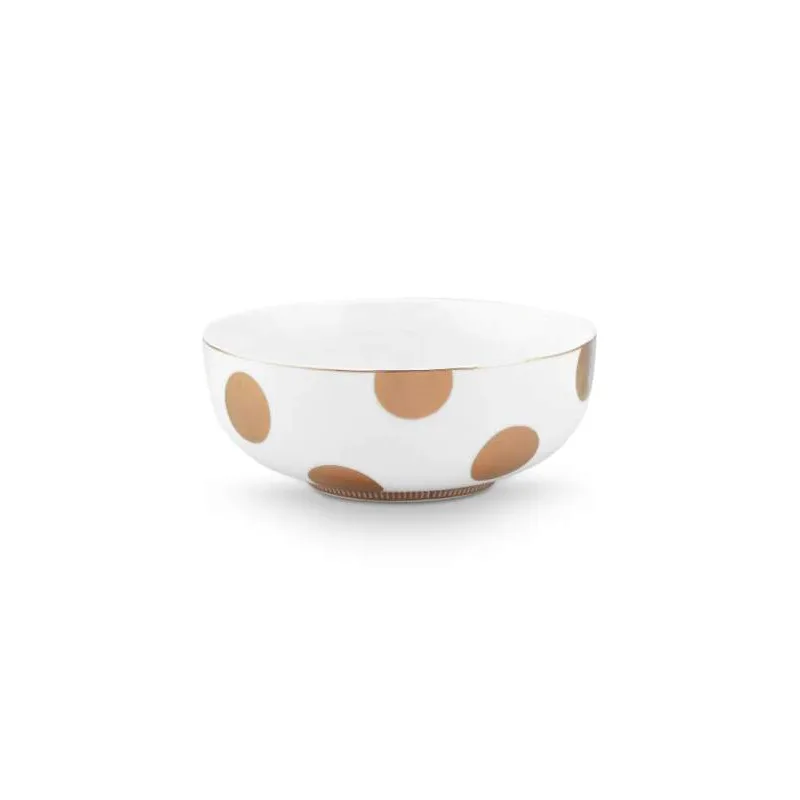 Pip Studio Dot Delight miska Ø15cm, bílo-zlatá