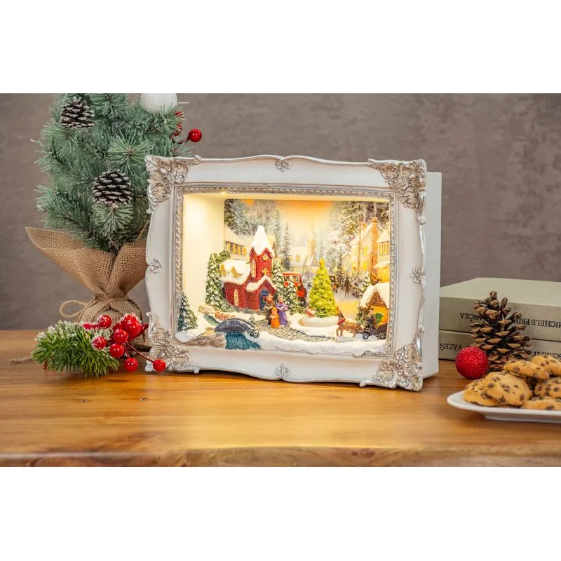 Vianočná dekorácia Vianočný obraz, LED, 3D, 28,5x21,2 cm