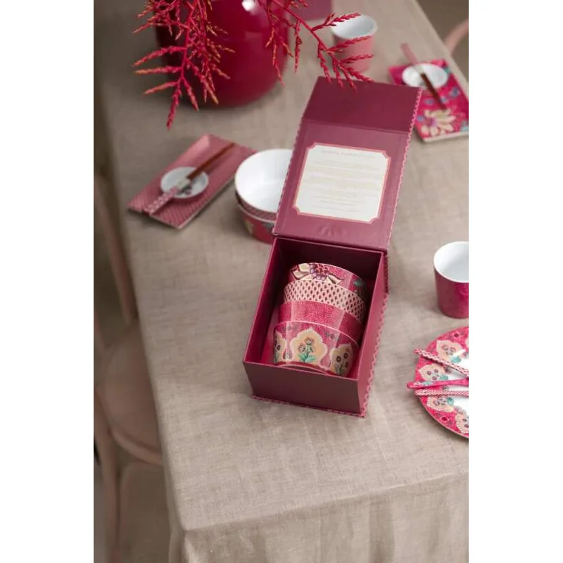 Pip Studio Flower Festival Oriental sada 4 kusů misek Ø12cm, růžová
