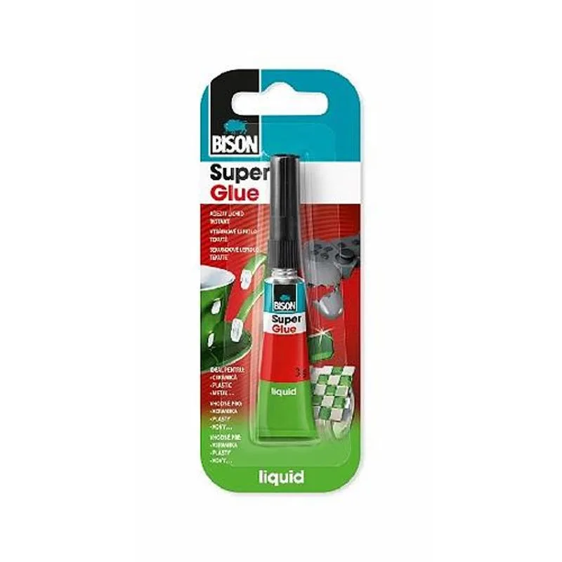 Lepidlo Bison Super Glue Liquid, 3 g, sekundové, tekuté