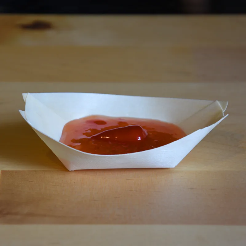 Fingerfood miska dřevěná, lodička 8 x 5.5 cm [100 ks] (66608)