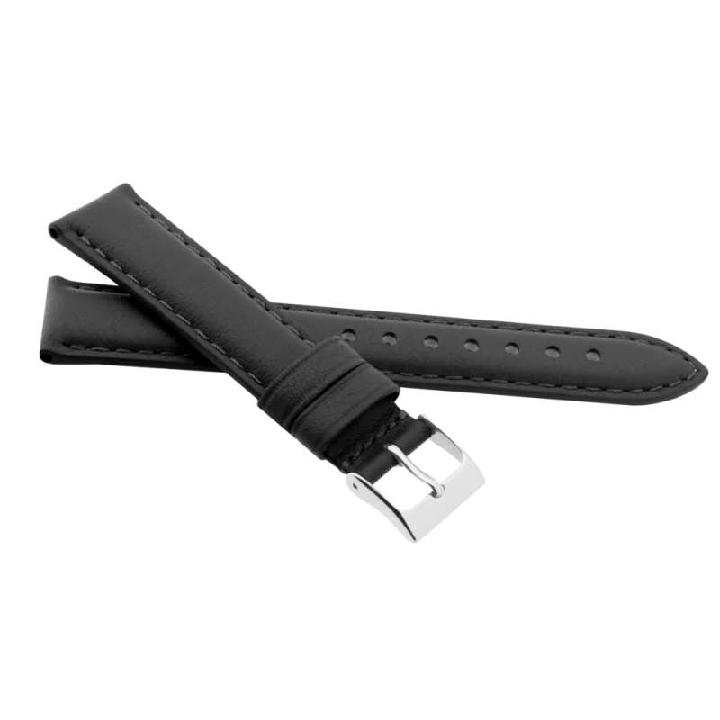 JVD Kožený unisex černý řemínek na hodinky R41301/12