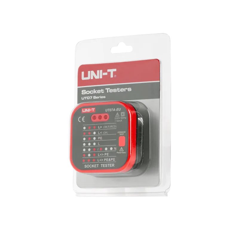 Tester zásuviek Uni-T UT07B-EU s funkciou kontroly prúdového chrániča (RCD) MIE0271