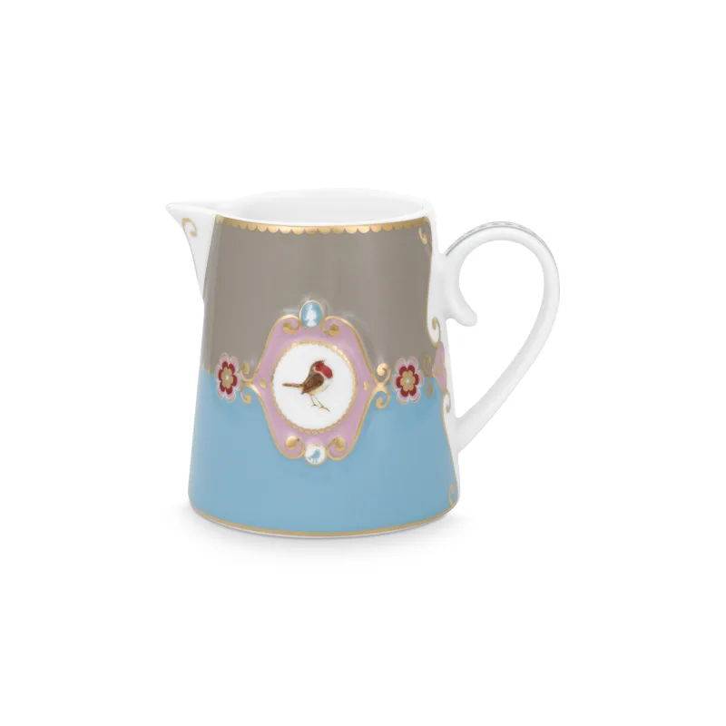 Pip Studio Love Birds Medallion mlékovka 270ml, modrá-khaki