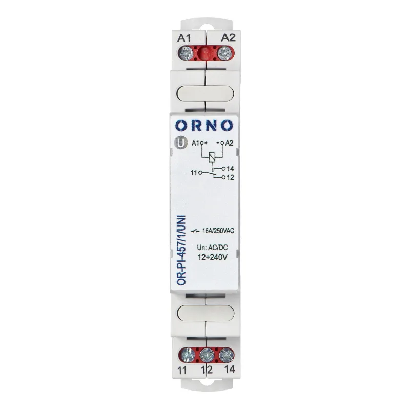 ORNO Univerzálne inštalačné relé 1P/1CO/1W 16A, 12-230 VUC 16 A / 250 V AC, 16 A / 24 V DC