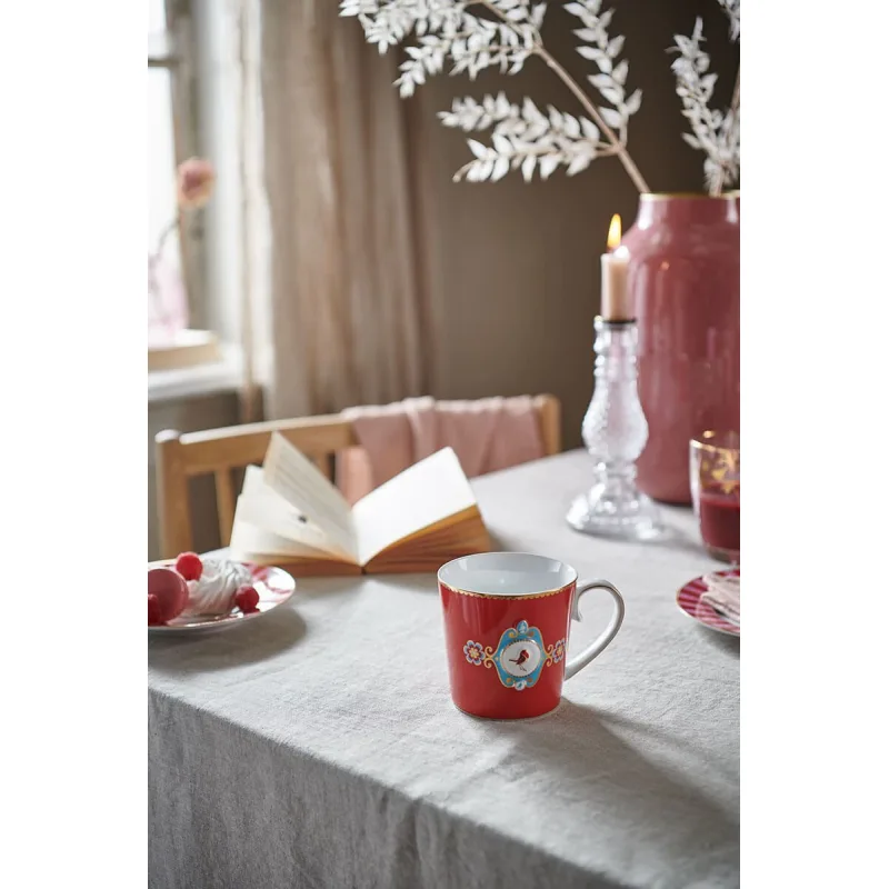 Pip Studio Love Birds hrnek 225ml, červený