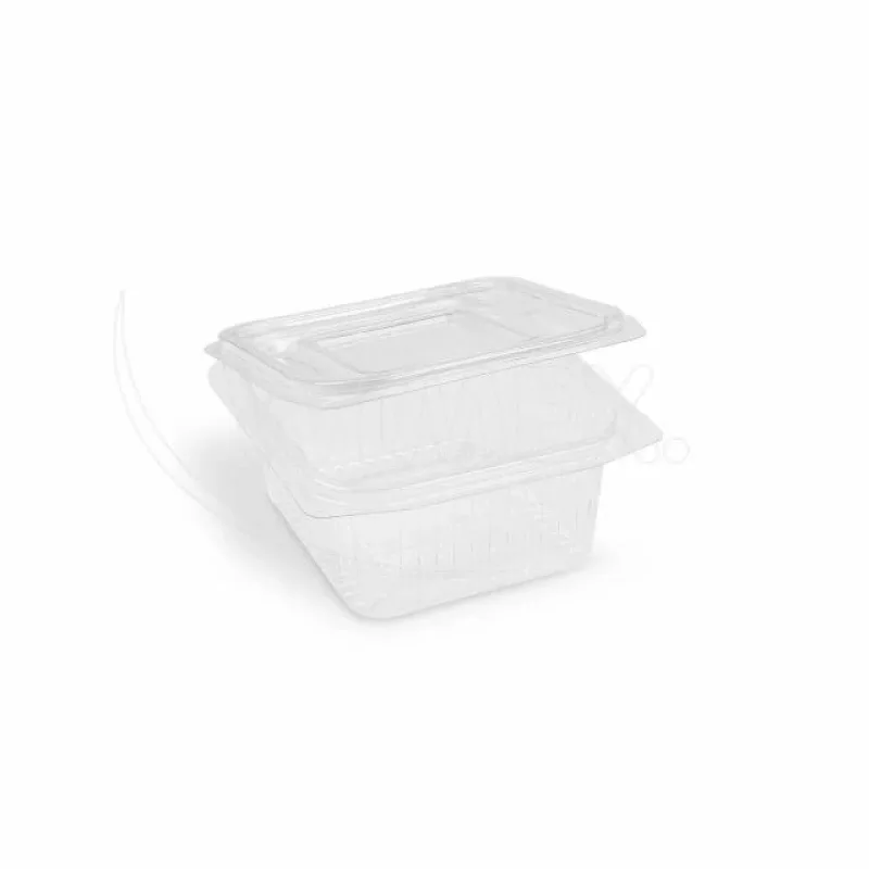 Miska hranatá průhledná s integrovaným víčkem 500 ml (rPET) [50 ks] (77705 )