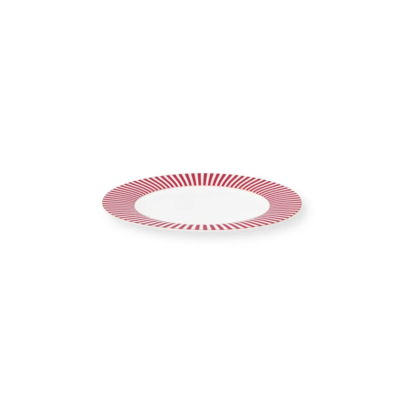 Pip Studio Royal stripes talíř Ø26,5cm, bílo-tmavě růžový