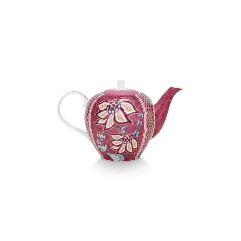 Pip Studio Flower Festival velká čajová konvice 1,6l, tmavě růžová