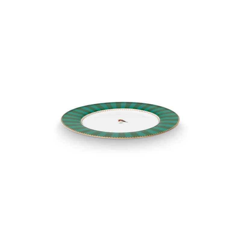 Pip Studio Love Birds Stripes talíř Ø26,5cm, zelený