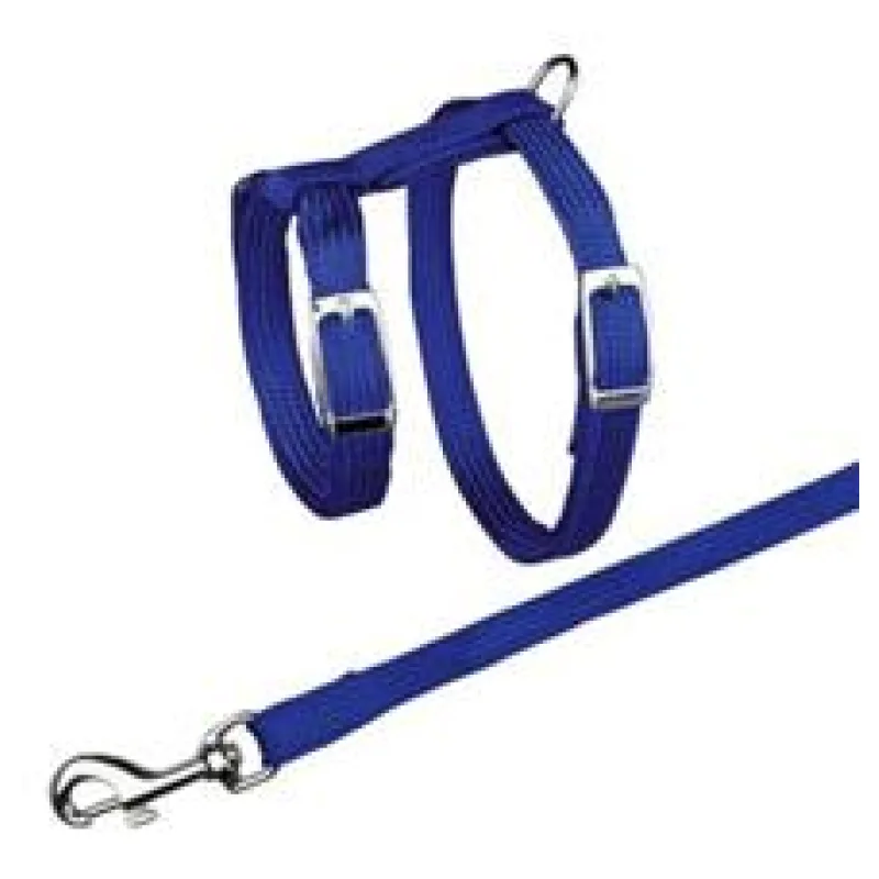 Postroj s vodítkem pro kočku jednobarevný 22-42 cm/10 mm, 1,25 m