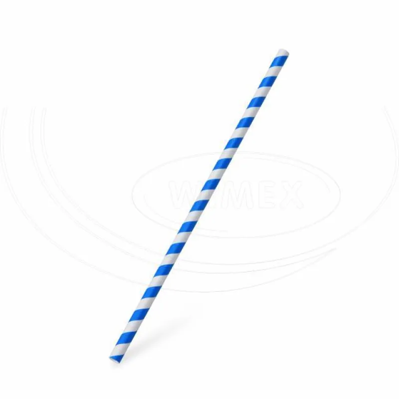 Slámky papírové JUMBO modrá spirála 25 cm, Ø 8 mm [100 ks] (40703)