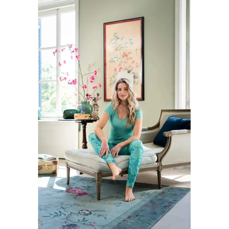 Pip Studio Bobien dlouhé kalhoty Tokyo Blossom, zelené