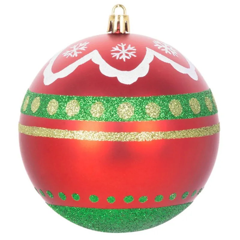 Vianočné gule na stromček 4 ks, červeno-zelené, s ornamentami, 10 cm